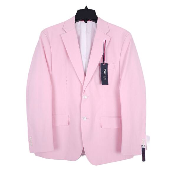 Tommy Hilfiger Men's Modern-Fit Stretch Chambray Suit Jacket Light Pink 44L NWT - Picture 1 of 7